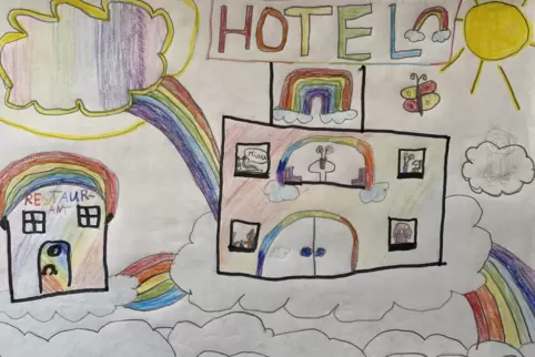 Ein Traumhotel hinterm Regenbogen hat Patrizia für ihre Oma gemalt. 