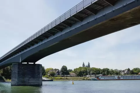 Blick unter Salierbrücke hindurch auf das Rheinufer: Es soll besser angebunden werden.