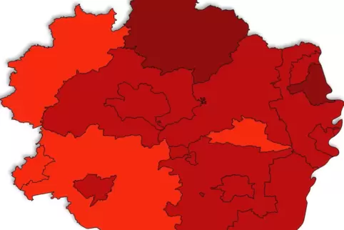 Besonders hoch ist die Inzidenz am Donnerstag in Ludwigshafen und im Donnersbergkreis.