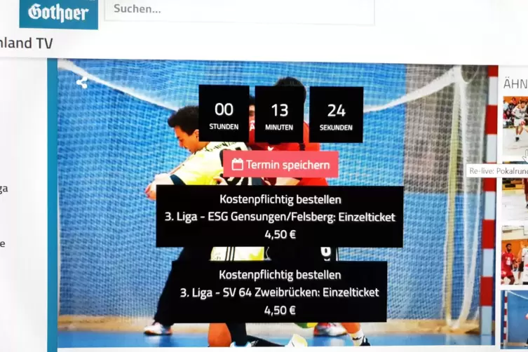Jetzt zahlen bitte: Ein Handball-Spiel der Dritten Liga im Internet- Livestream kostet 4,50 Euro. 