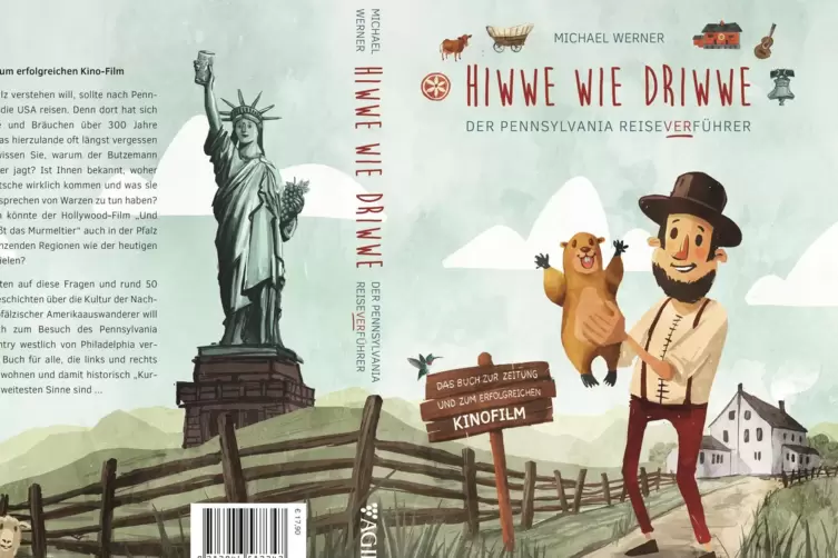 Das Buchcover des &bdquo;Reiseverf&uuml;hrers&ldquo; &bdquo;Hiwwe wie Driwwe&ldquo;, der mit 52 Geschichten &uuml;ber das Leben &bdquo;driwwe&ldquo; Lust aufs Kennenlernen ma