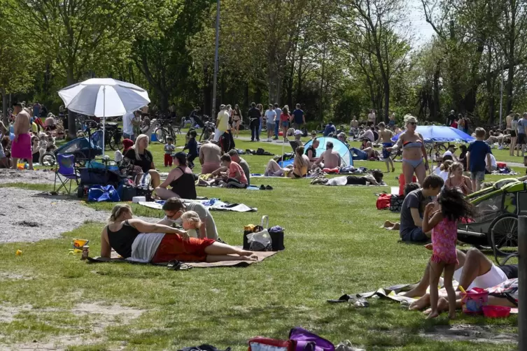 Am Lambsheimer Nachtweideweiher wird das Bad in der Sonne genossen. 