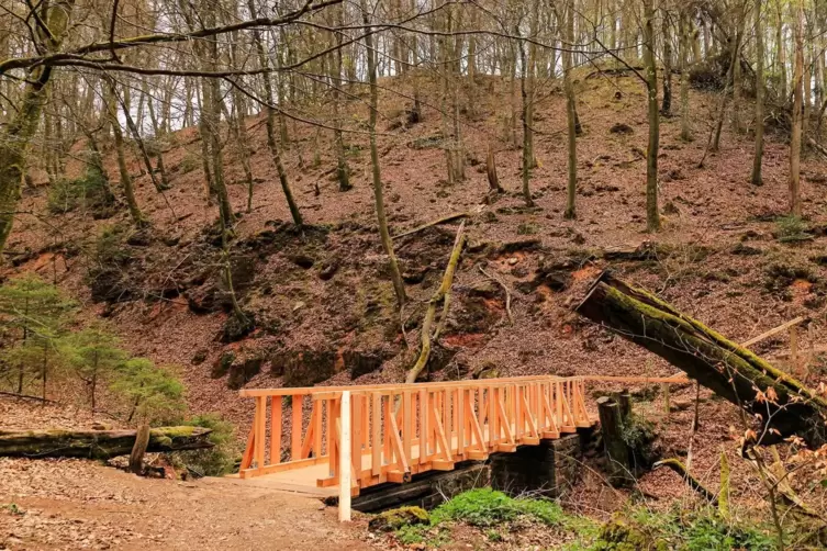 Nagelneu: Die Holzbrücke über den Mühlbach. 