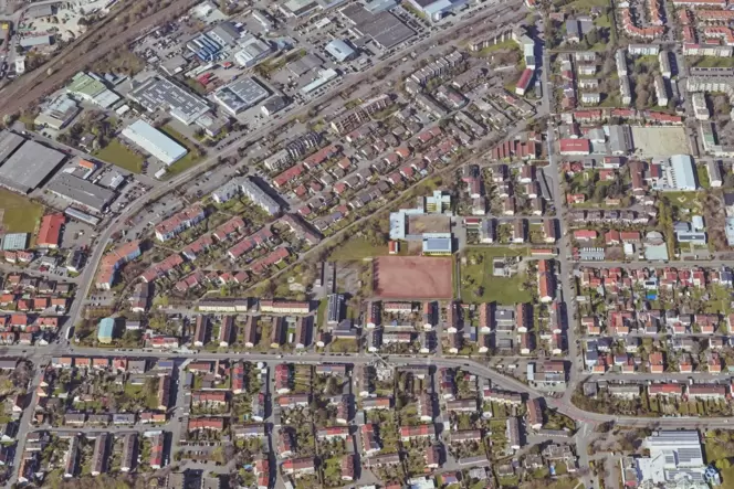 Der Blick auf den Horst. Die großen Gebäude in der oberen linken Bildecke sind Gewerbebauten am Horstring. Der Blick auf den Horst. Die großen Gebäude in der oberen linken Bildecke sind Gewerbebauten am Horstring.