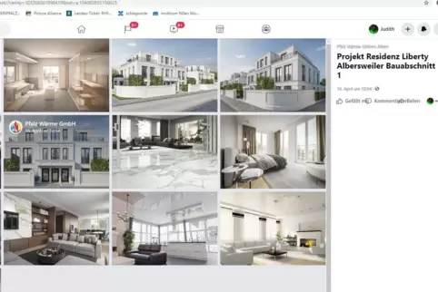 Die Facebook-Seite des Investors Pfalz Wärme GbmH. Hier wird die „Residenz Liberty“ noch mit den Bildern aus München beworben. A