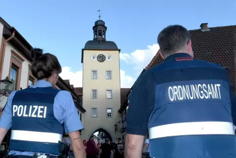 Das Ordnungsamt arbeitet bei Kontrollen eng mit der Polizei zusammen – auch schon vor Corona, so wie beim Residenzfest 2019. 