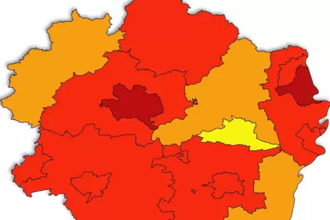 Die Inzidenzwerte in der Pfalz weisen zwischen den Kommunen starke Unterschiede auf.