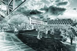 Szenen aus dem Lauterer Stadtleben in monochromem Blau: Mit der Cyanotypie hat Jörg Heieck ... 