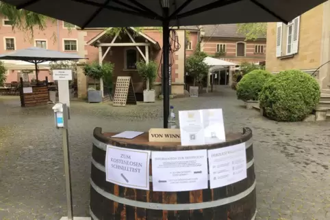 Die Teststation im Weingut von Winning. 