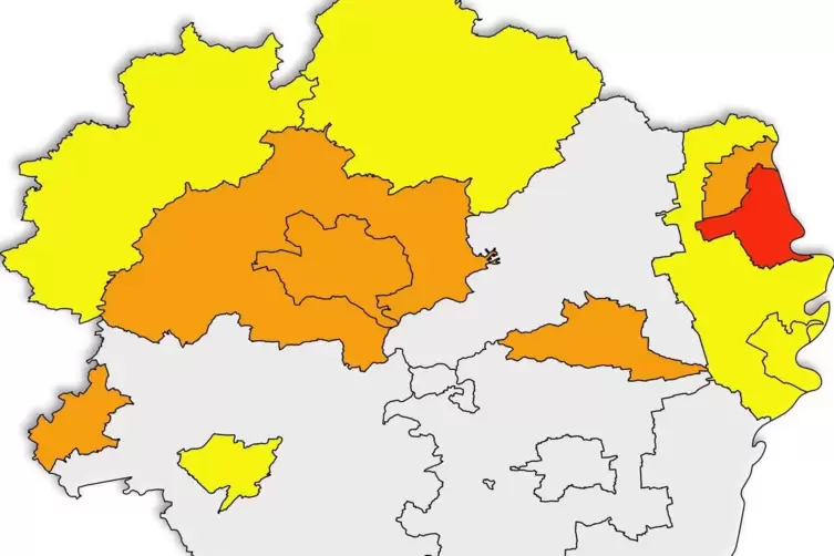 Nur Ludwigshafen bleibt rot auf der Karte.