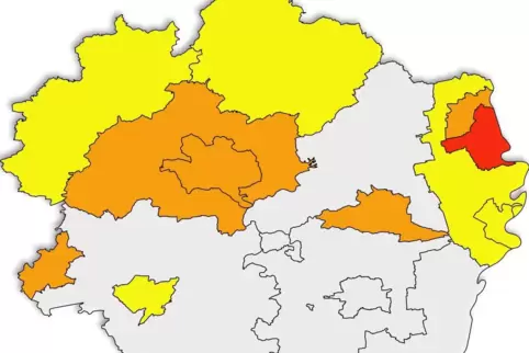 Nur Ludwigshafen bleibt rot auf der Karte.