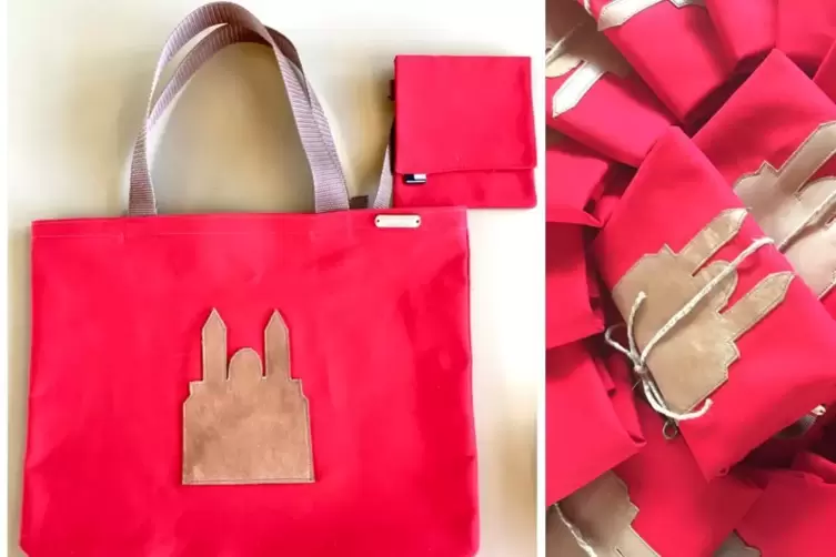 Applikation aus Leder: die neue Domtasche aus rotem Gabardine-Stoff kostet 40 Euro. 