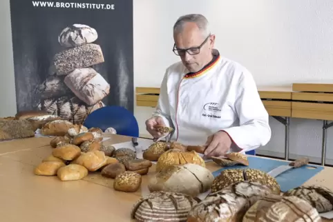 Der Kennerblick: Karl-Ernst Schmalz bei der Prüfung.