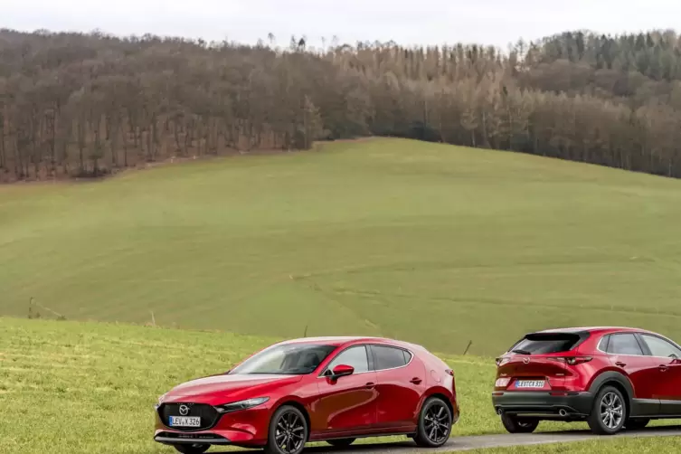 Sportliches Erscheinungsbild: Mazda 3 (links) und CX-30.