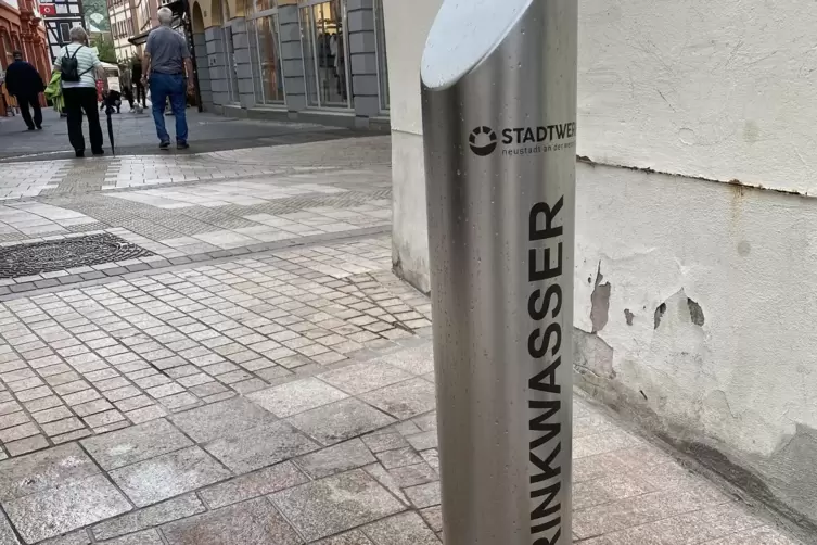 Wasser auf Knopfdruck: Auch der Trinkwasserspender von den Neustadter Stadtwerken wurde offiziell freigegeben.