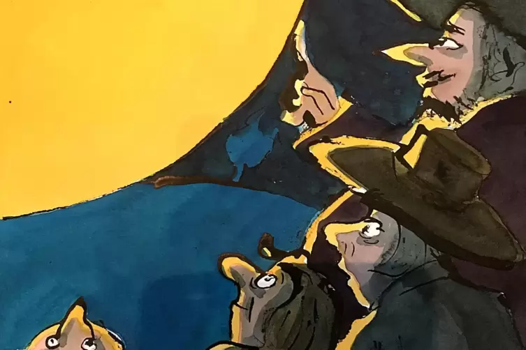 Arbeit von Klaus Puth: &bdquo;Der Mond &ndash; Vier Wanderer&ldquo; (Detail).