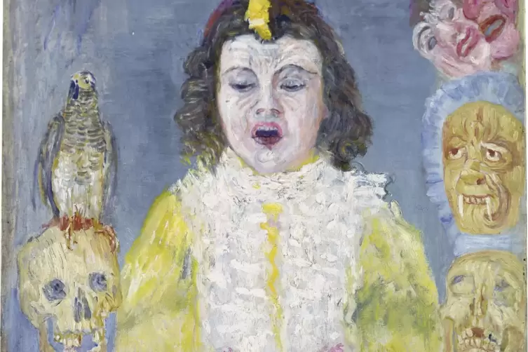 &bdquo;Katholisches&ldquo; Bild: &bdquo;M&auml;dchen mit Masken (Kommunion) von James Ensr 1921 gemalt. 