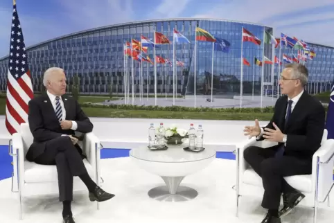 US-Präsident Joe Biden (links), hier mit Nato-Generalsekretär Jens Stoltenberg, unterstrich die Bündnistreue der USA.