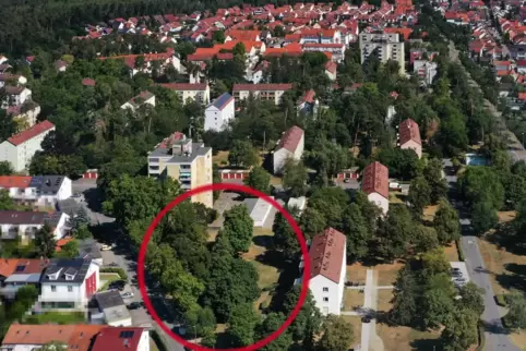 Kastanienweg in Speyer-Nord: eingekreist der Bereich für den Kita-Bau.