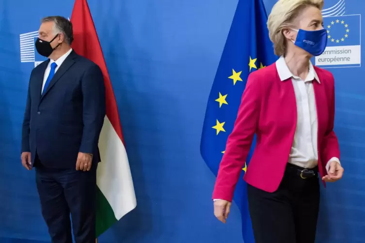 Dieses Bild von Ungarns Präsident Viktor Orban und EU-Kommissionspräsidentin Ursula von der Leyen entstand bei einem Treffen im 