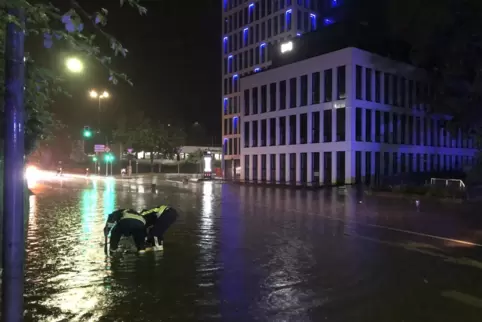 Die überflutete St. Ingberter Schlachthofstraße.