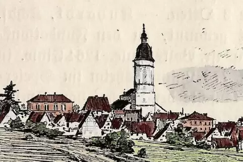 Darstellung der Gemeinde Kandel aus der Zeit um 1890. 