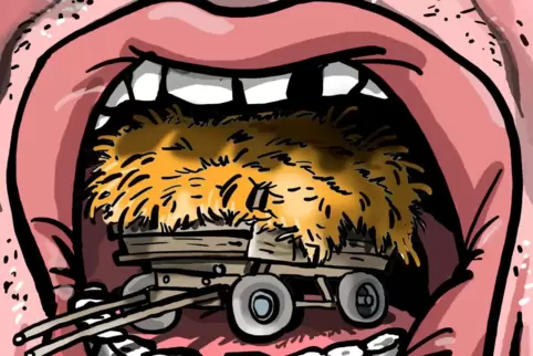 Die Sache mit dem Heuwagen„Es Maul uffsperre, dass mer middem Heiwage drin rumfahre (odder ihn drin wenne) kann“, ist ein sehr b