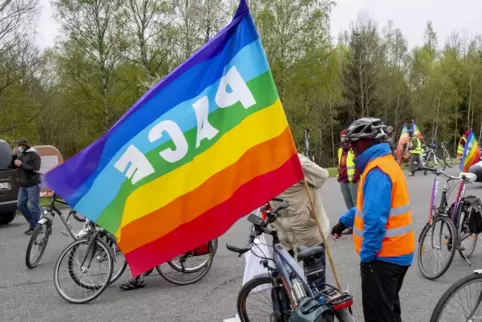 Wieder Aktionen geplant: Die Kampagne Stopp Air Base Ramstein, hier ein Bild aus dem April, lädt zur Protestwoche ein. 