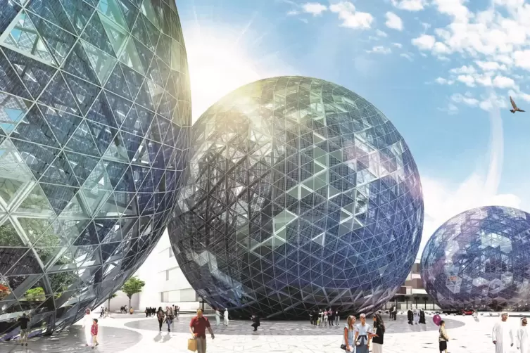 Ein mit Solarmodulen versehenes „Nest“ als Energiequelle: Das Modell für den Wettbewerb in Abu Dhabi würde jährlich 6.633 Megawa
