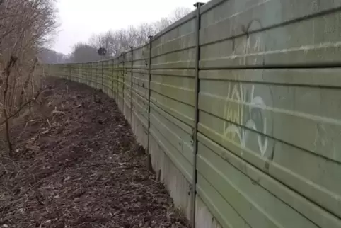 Mehr als 40 Jahre alt: eine der beiden Schallschutzwände entlang der B39 durch Dudenhofen.