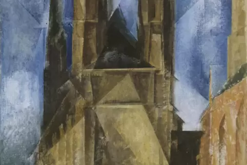 Typischer „Prisma-Stil“: Lyonel Feiningers berühmte Marktkirche in Halle (Ausschnitt), 1930, aus den Bayerischen Staatsgemäldesa