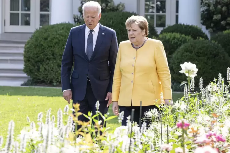 Kanzlerin Merkel bei ihrem Besuch in Washington mit US-Präsident Joe Biden. 