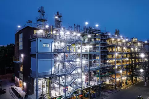 So sieht bei der BASF eine Versuchsanlage aus: Testanlage für Methanpyrolyse im Stammwerk Ludwigshafen, die vom Bundesministeriu