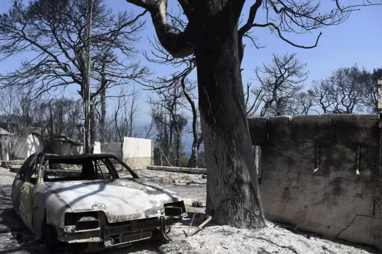 Das Dorf Lampiri &ouml;stlich der griechischen Stadt Patras wurde durch einen Waldbrand vernichtet.