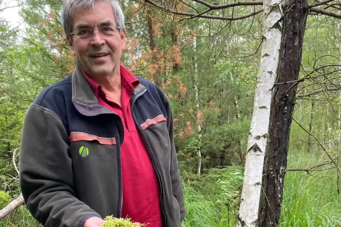 Freut sich über das Torfmoos: Förster Bodo Mahl ist zufrieden, dass sich der Torfbildner westlich des Einsiedlerhofes angesiedel
