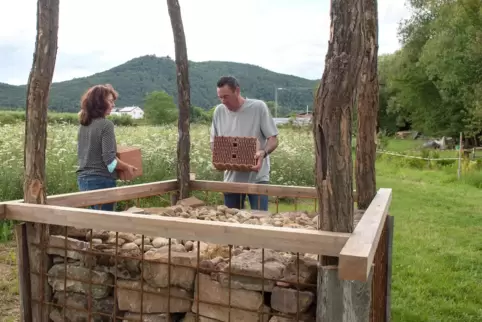 Hanne und Friedel Löffler bauen derzeit auch ein Vogelhotel auf ihrem Grundstück.