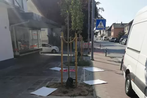 Weit verstreut liegen die herabgerissenen Plakate. 