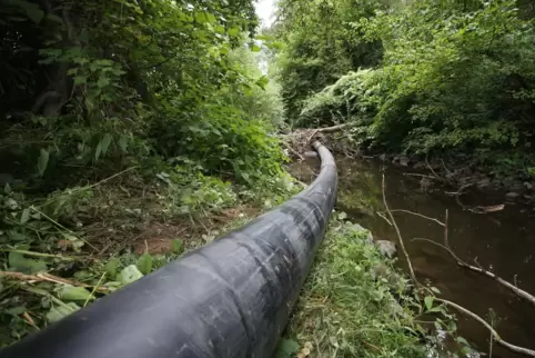 Durch die rund zwei Kilometer lange Behelfsleitung wird das Abwasser aus der Innenstadt und aus umliegenden Orten zur Kuseler Kl