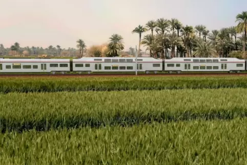 Siemens baut in Ägypten das erste elektrische Eisenbahnnetz auf, wie diese Firmenillustration zeigt. 