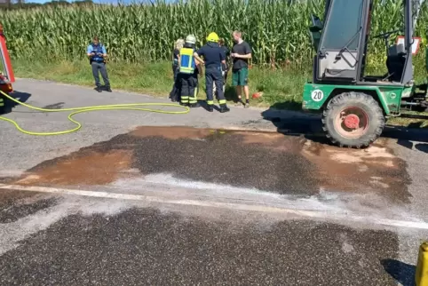 Beim Klosterwaldhof bei Dietrichingen war ein Radlader in Brand geraten