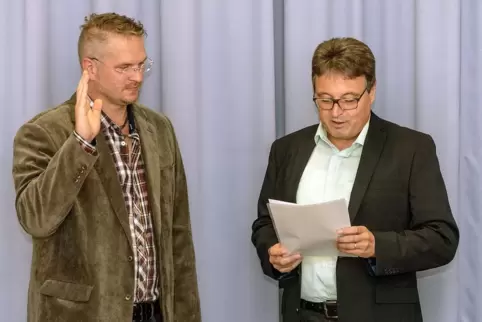 Bei der Amtseinführung 2019: Daniel Köbler (links) und Michael Diehl. Nach Köblers Amtsniederlegung wird Diehl vorübergehend die