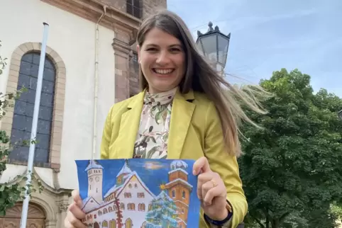 Saskia Teuke mit dem Motiv des Adventskalenders. 