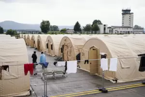 Die Zelte auf der Air Base in Ramstein.