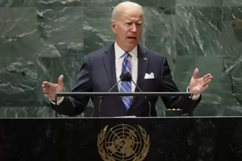 US-Präsident Joe Biden bei seiner ersten Rede vor der UN-Vollversammlung am Dienstag. 