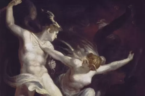 Das Bühnenbild im Pfalztheater entwirft Thomas Dörfler. Das hier abgebildete Gemälde „Satan und Tod, getrennt von der Sünde“ sch