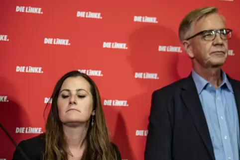 Kein Grund, zufrieden zu sein: Janine Wissler, Parteivorsitzende der Linken, und Dietmar Bartsch, Fraktionschef der Partei im Bu
