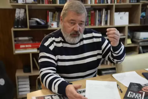 Dmitri Muratow während eines Interviews in Moskau. 