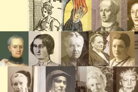 Auf dieser Collage sind viel e starke Frauen aus der Pfalz zu sehen: die erste oben links ist Bertha von Savoyen (1051-1087) .