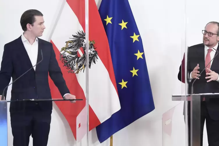 Im April beim Pressetermin nach der Ministerratssitzung im Bundeskanzleramt war die Welt noch in Ordnung: Sebastian Kurz und Auß