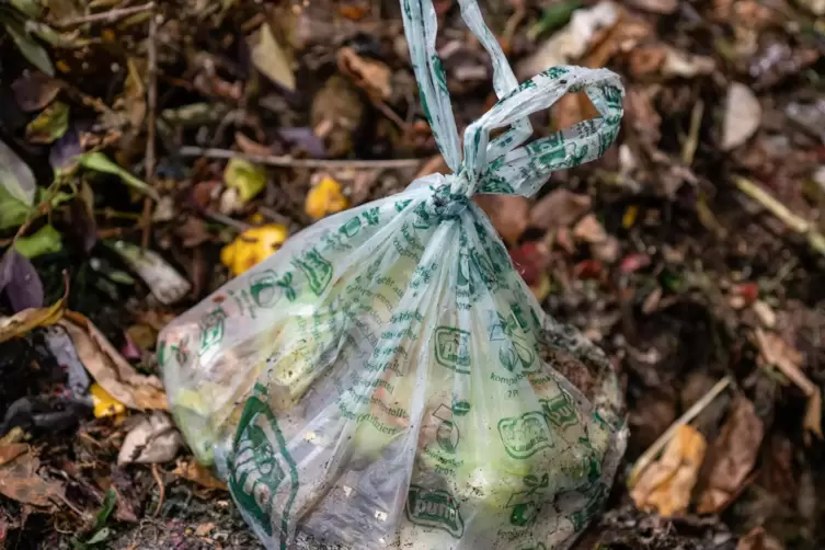 Auch angeblich kompostierbare Plastiktüten dürfen im Kreis nicht in den Biomüll. 
